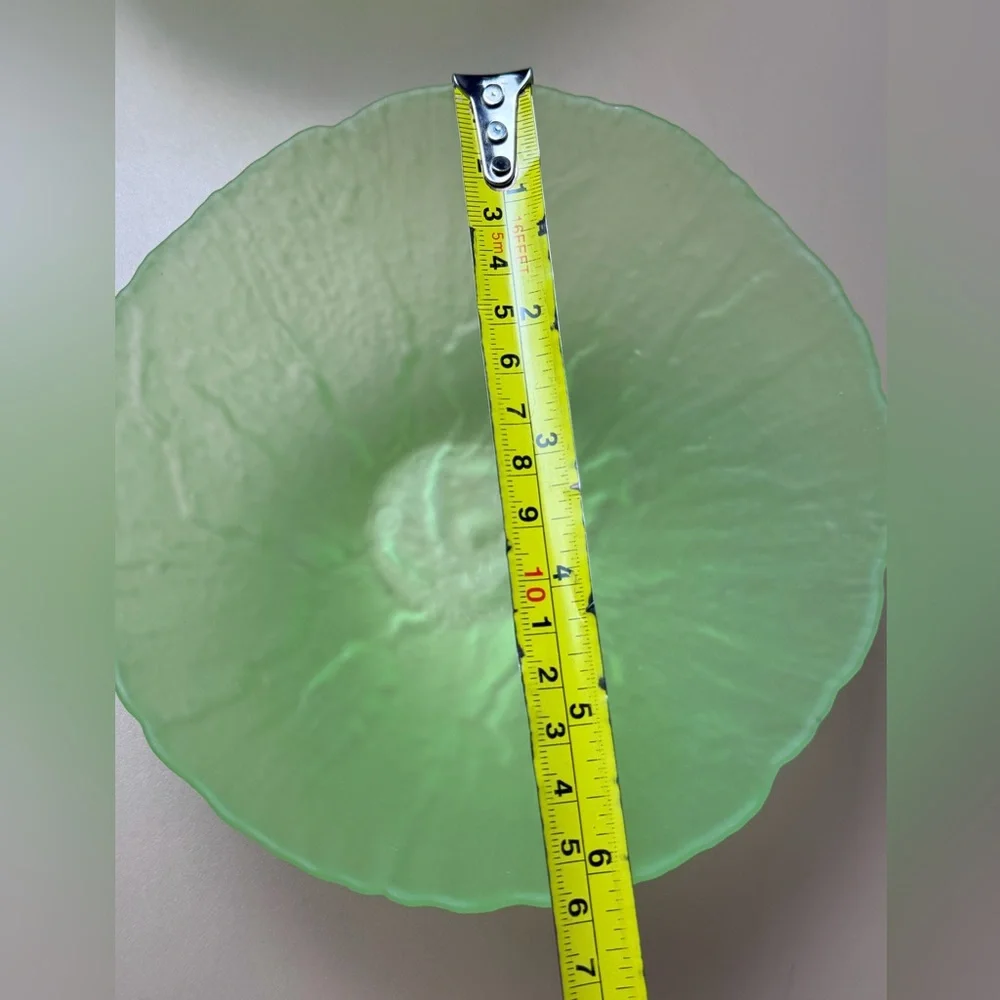 vintage frosted green glass cabbage ware salad bowl 2pcs set - Picture 8 of 8